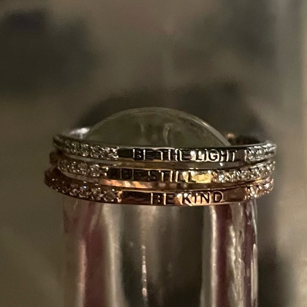 "Be Kind" CZ Stackable Ring - Picture 2 of 3